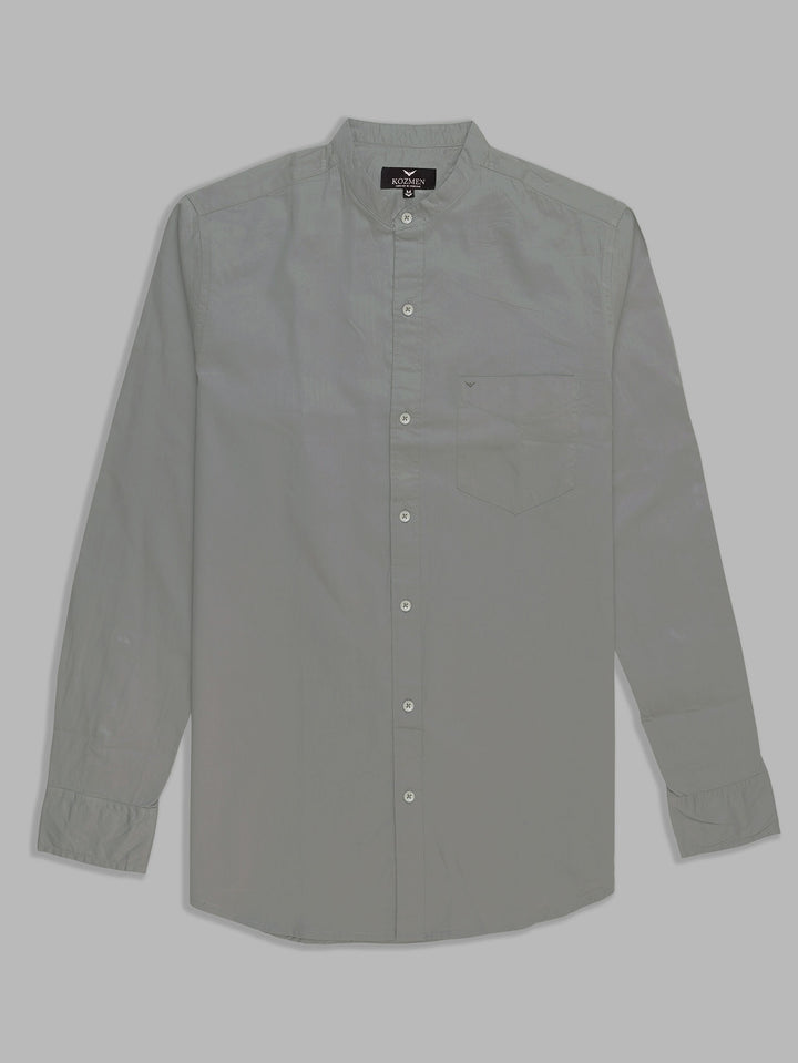 Pewter Premium Super Soft Solid Cotton Mandarin Collar Shirt