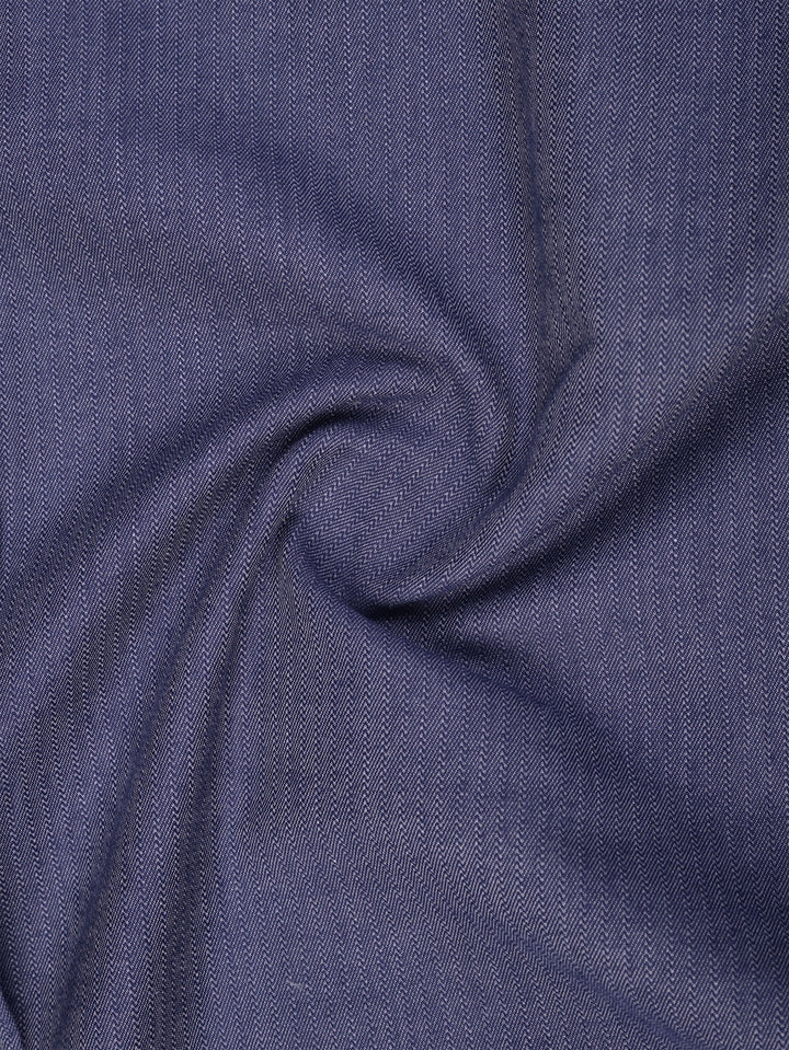 Zig Zag Pattern Denim Blue Cotton Shirt