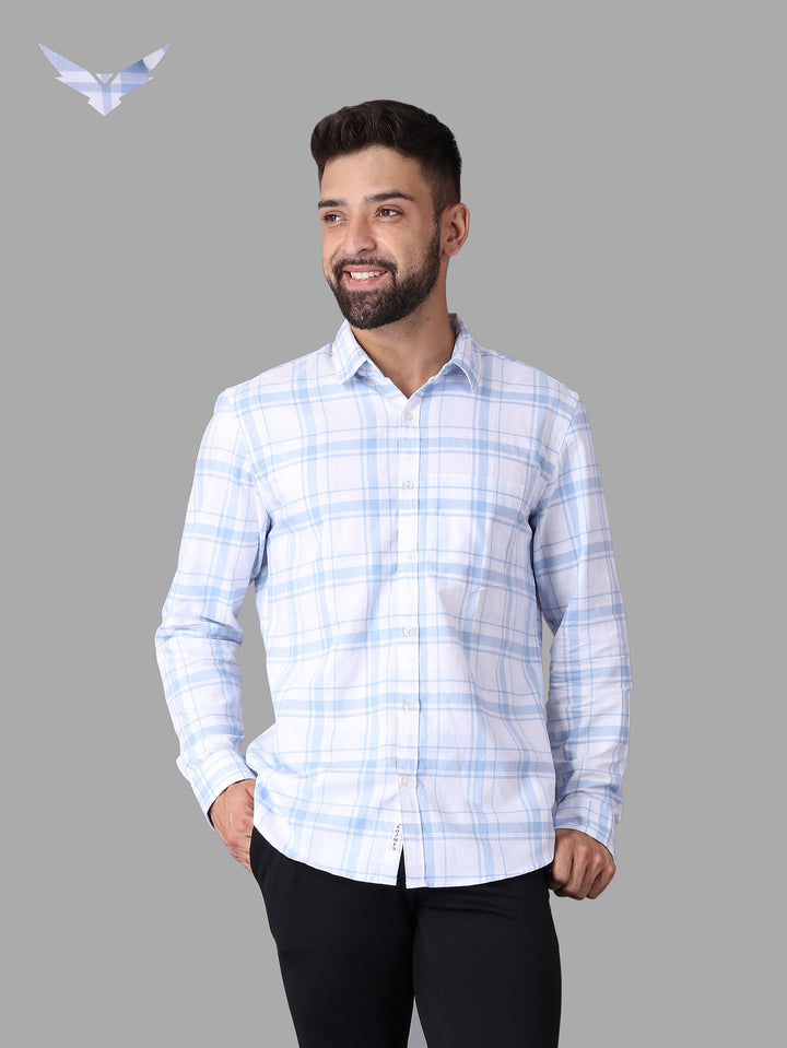 Sky Blue with Shades Madras Check Cotton Shirt