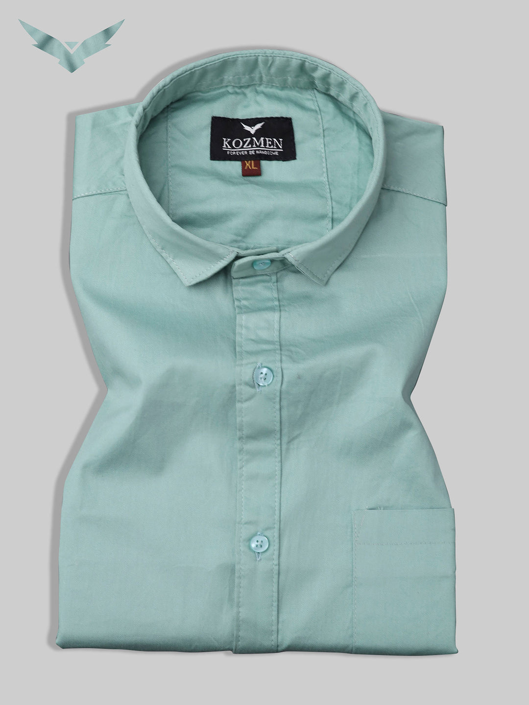 Light Green Color Affordable Solid Cotton Shirt