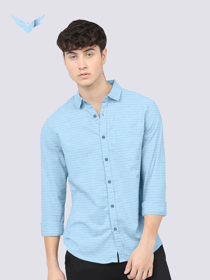 Columbia Blue  Color Weft Dobby Soft Cotton Solid Shirt
