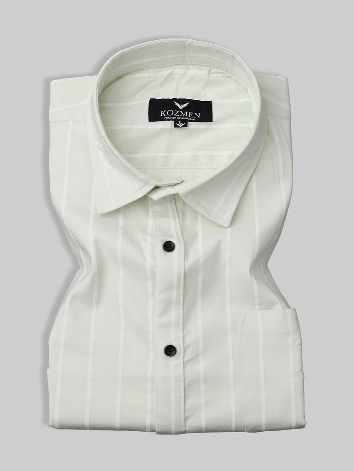 Pistachio And White Authentic Stripe Casual Shirt