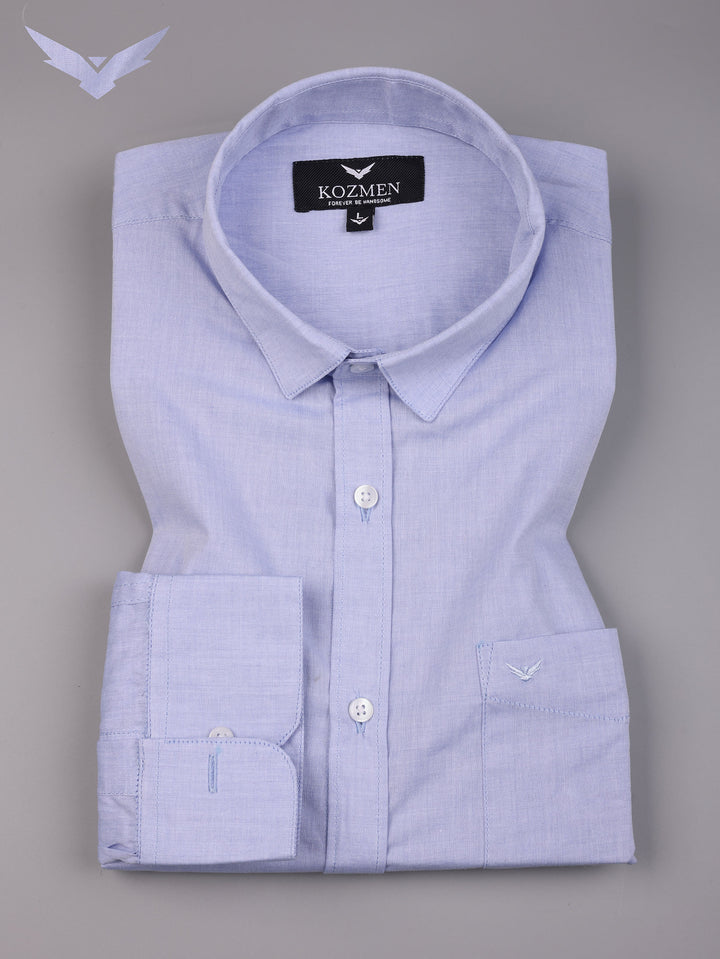 Solid Light Purple Cotton Casual Shirt