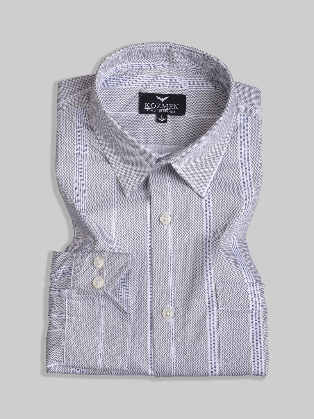 Smoke Grey Rising Pin Striped Cotton Shirt