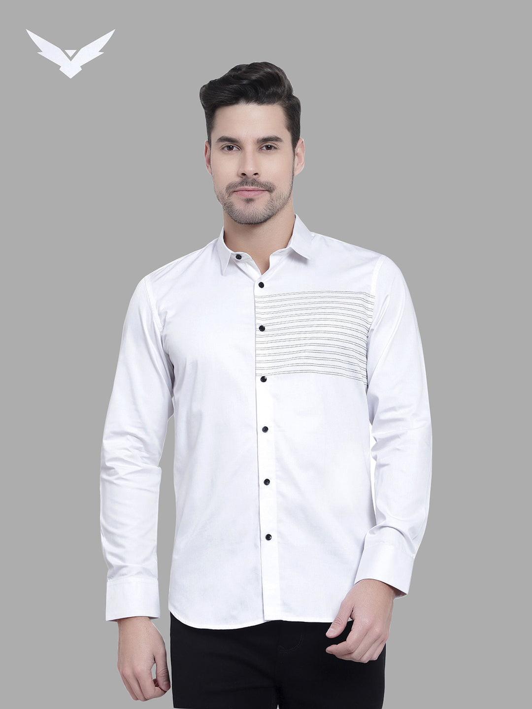 Black Striped White Super Designer Cotton Shirt