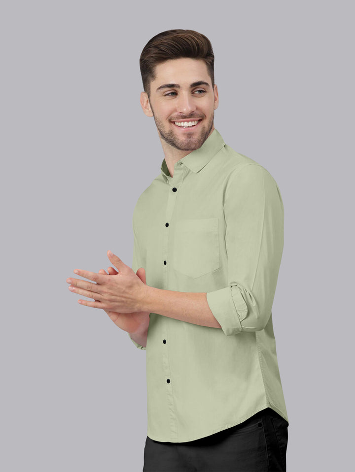 Green Color Satin Soft Cotton Solid Shirt