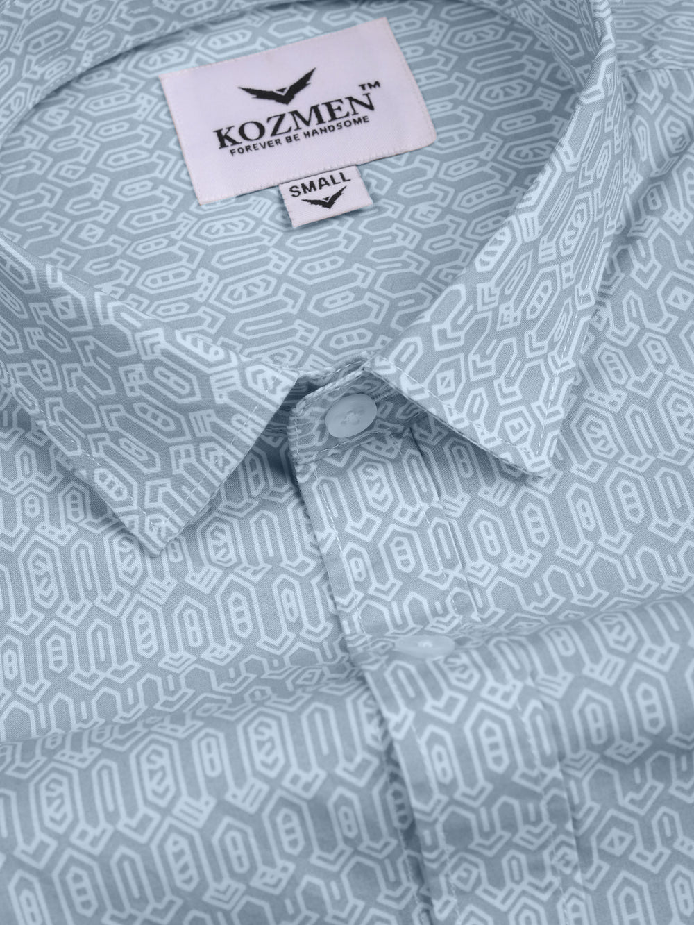 Popular Blue Geometric Printed Luxurious Oxford Cotton Full Sleeve  Shirt.