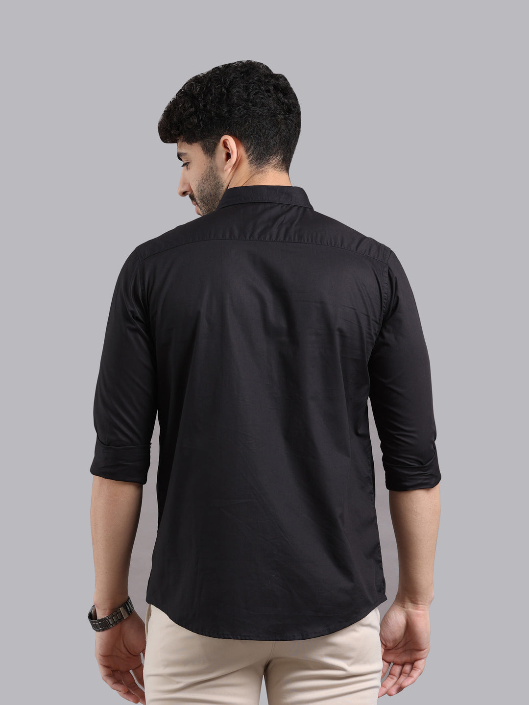 Black Color Satin Soft Cotton Solid Shirt