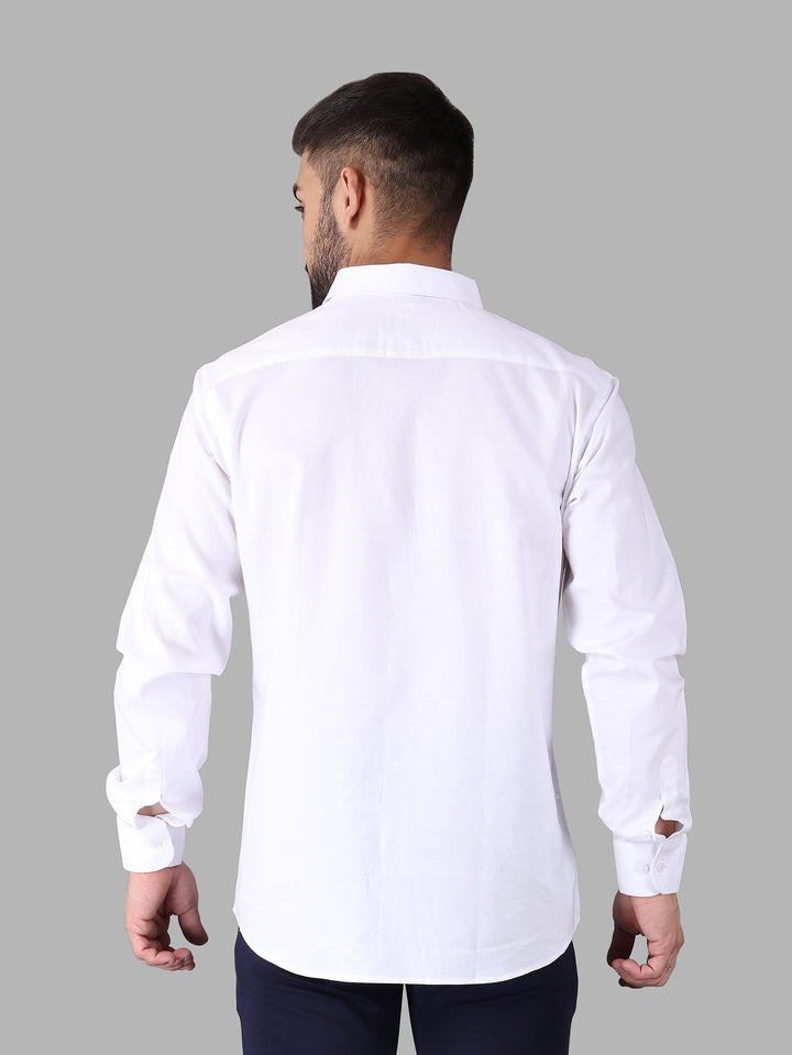 White Self Designer Casual Shirts