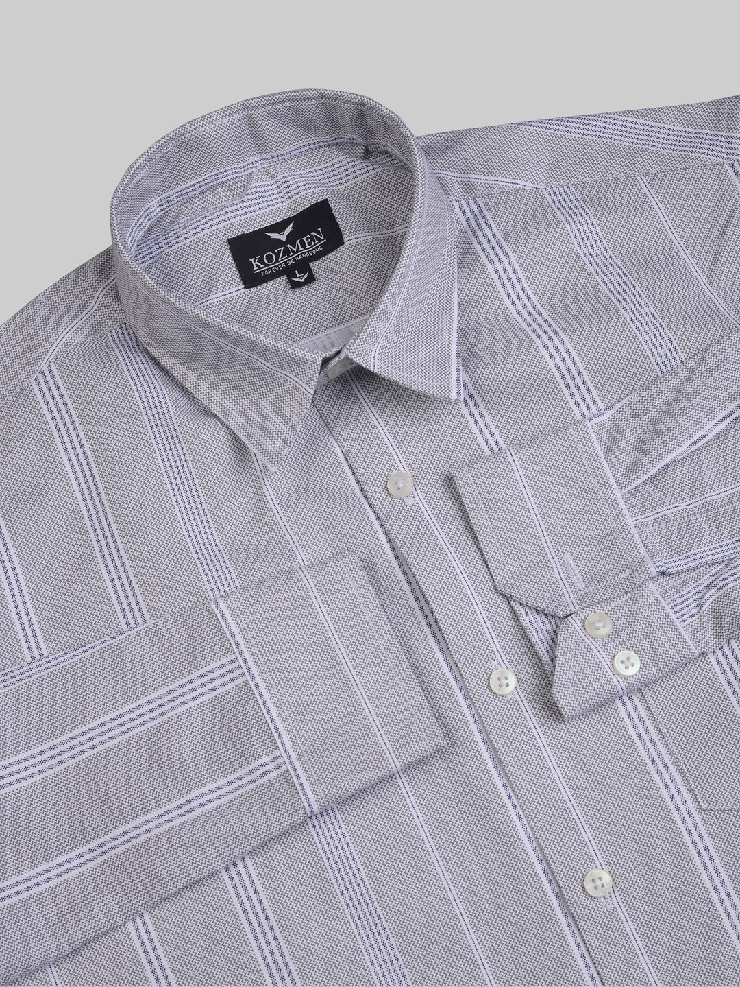 Smoke Grey Rising Pin Striped Cotton Shirt