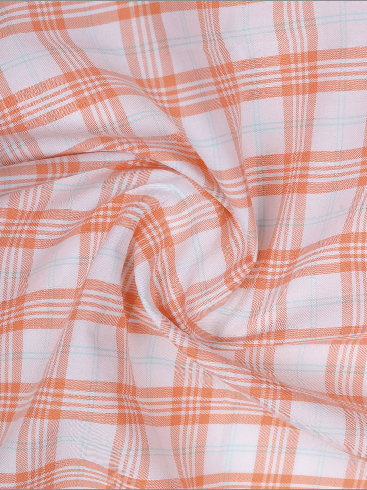 Orange Tartan Plaid Shirt Fabric