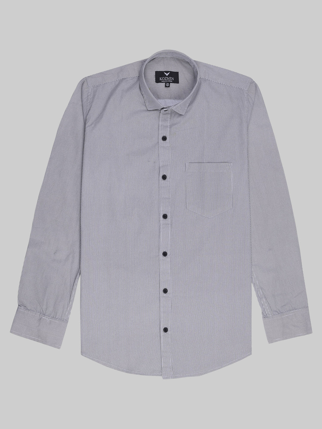 Grey Banker Striped Mens Cotton Casual Shirt