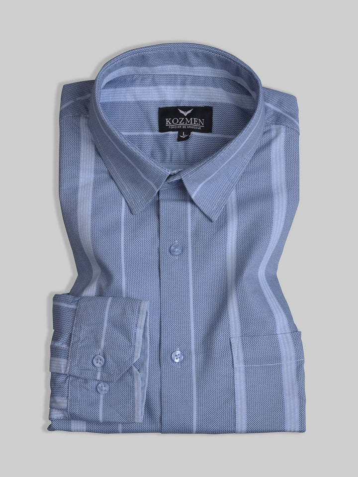 Tropical Blue Rising Pin Striped Cotton Shirt