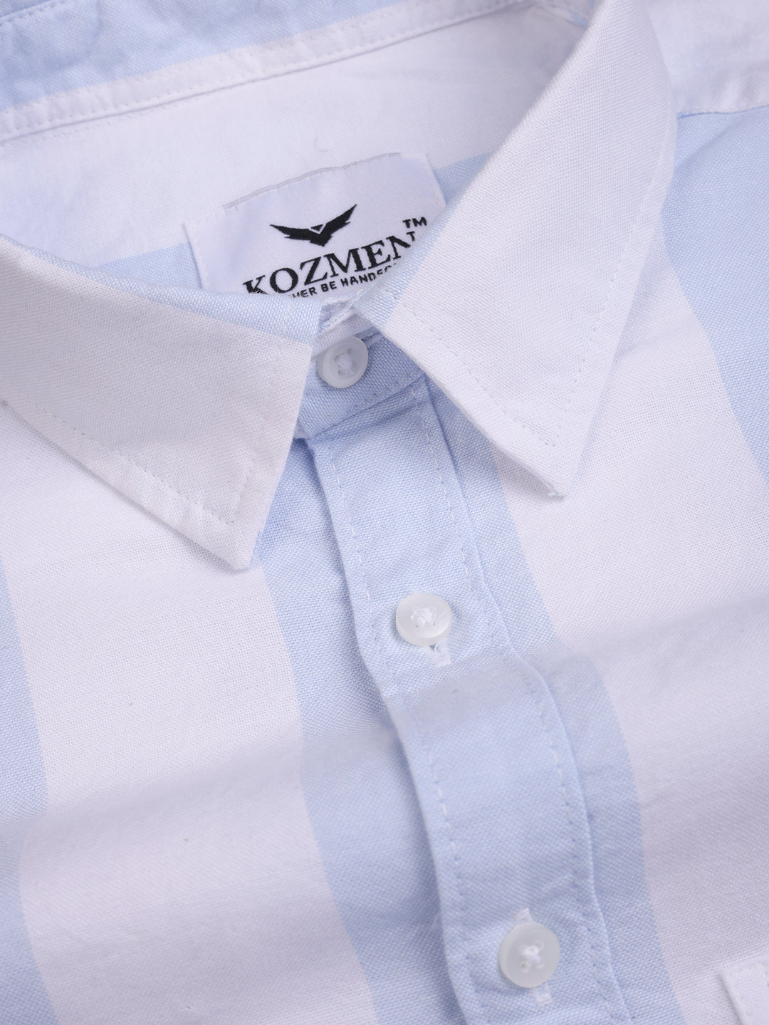 Light Blue with White London Striped Cotton Shirt
