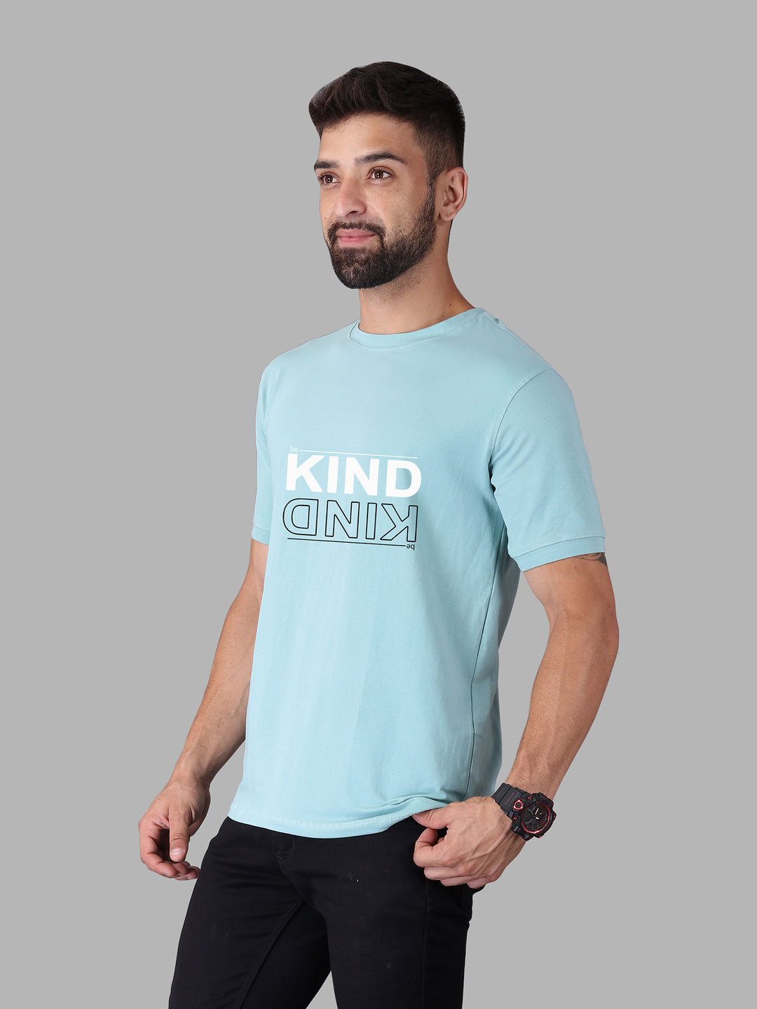 Aqua Blue Be Kind Crew Neck T-Shirt