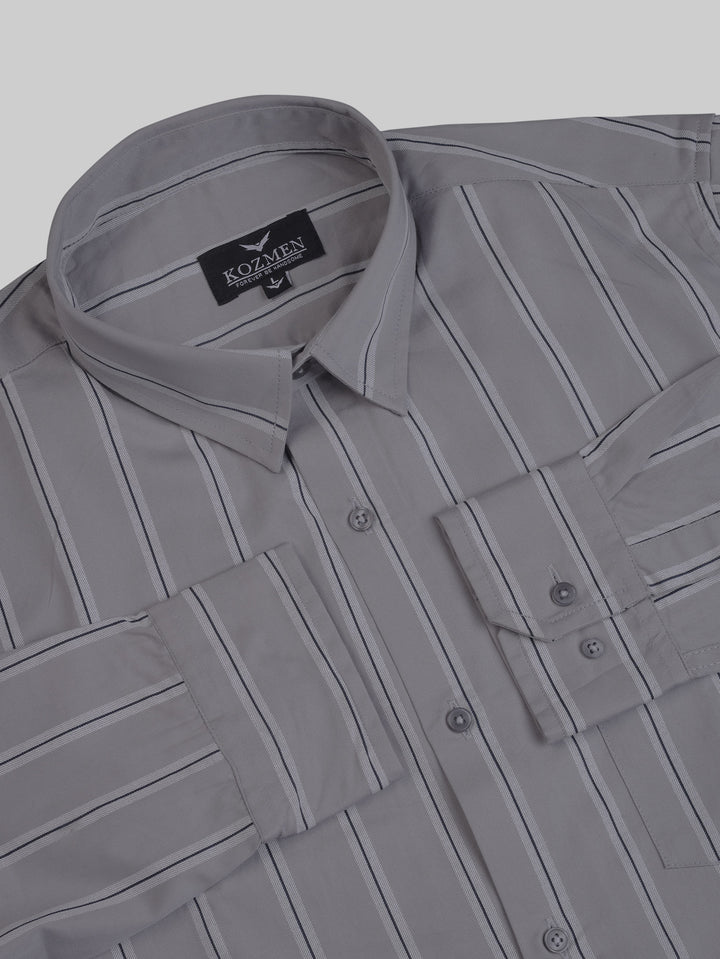 Pearl Color Pin and Candy Striped 2/1 Twill Cotton Shirt