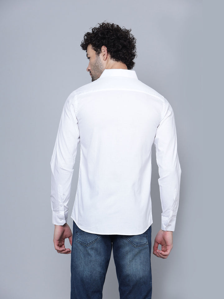 Designer Brown Stripe Cotton White Shirt