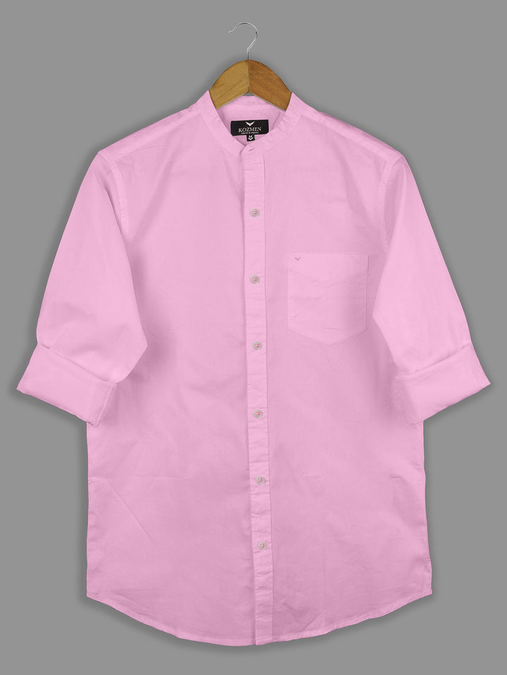 Blush Pink Mandarin Collar Shirt