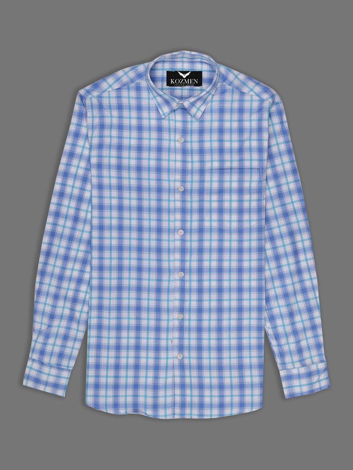 Tartan Plaid Aqua Blue And Blue Luxury Check Shirt