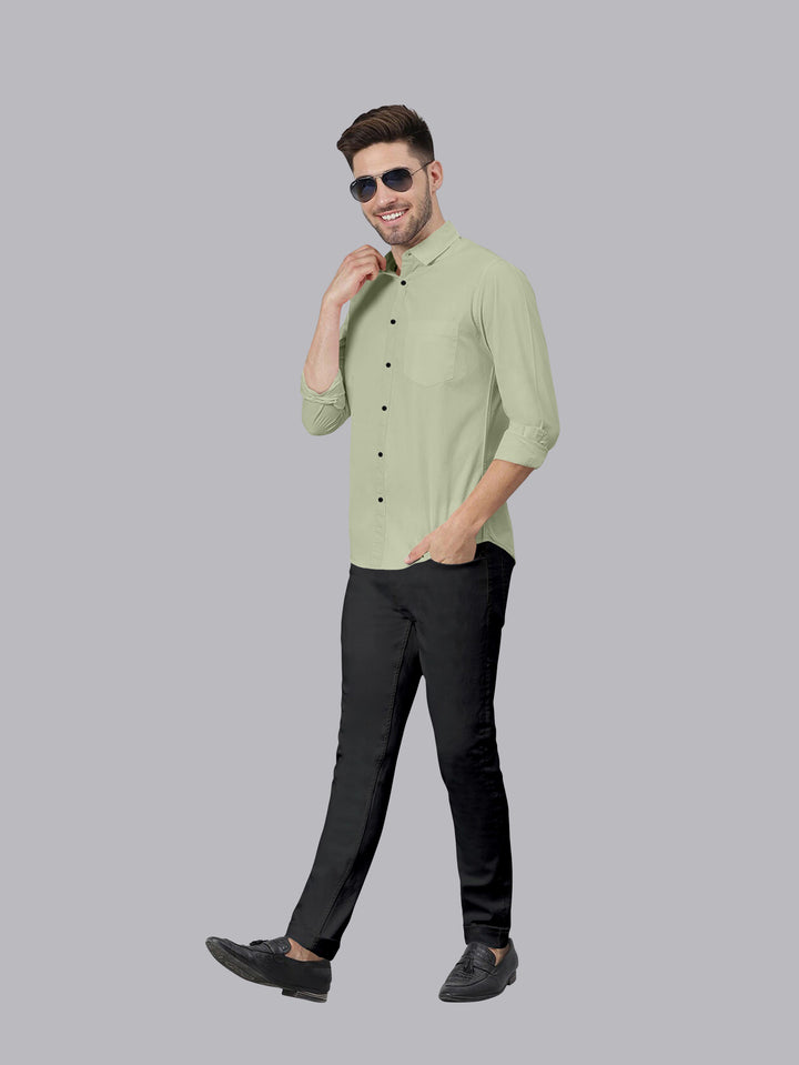 Green Color Satin Soft Cotton Solid Shirt