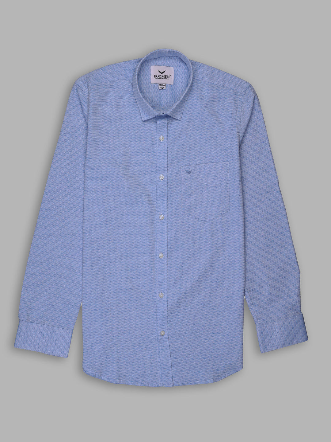 Light Blue & White Zigzag Cotton Shirt