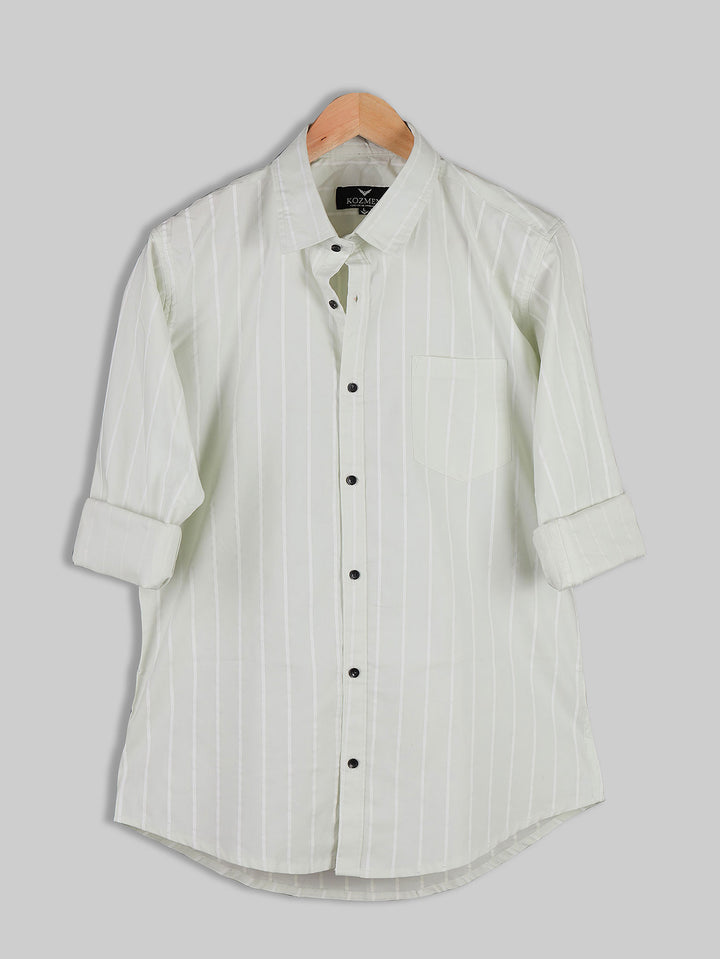 Pistachio And White Authentic Stripe Casual Shirt