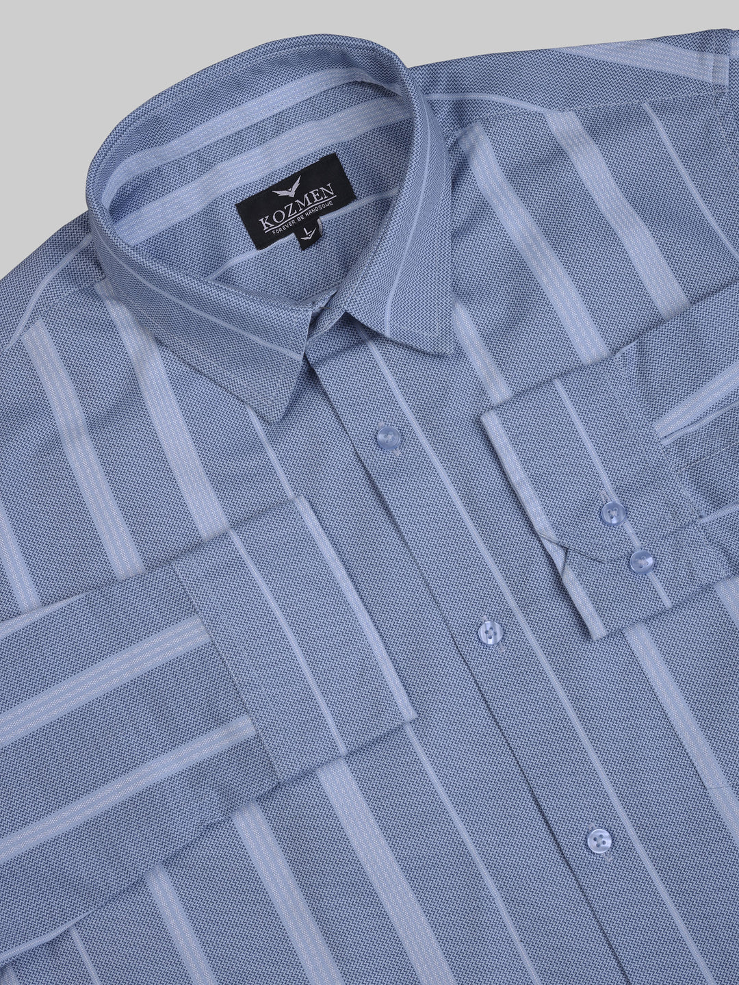 Tropical Blue Rising Pin Striped Cotton Shirt