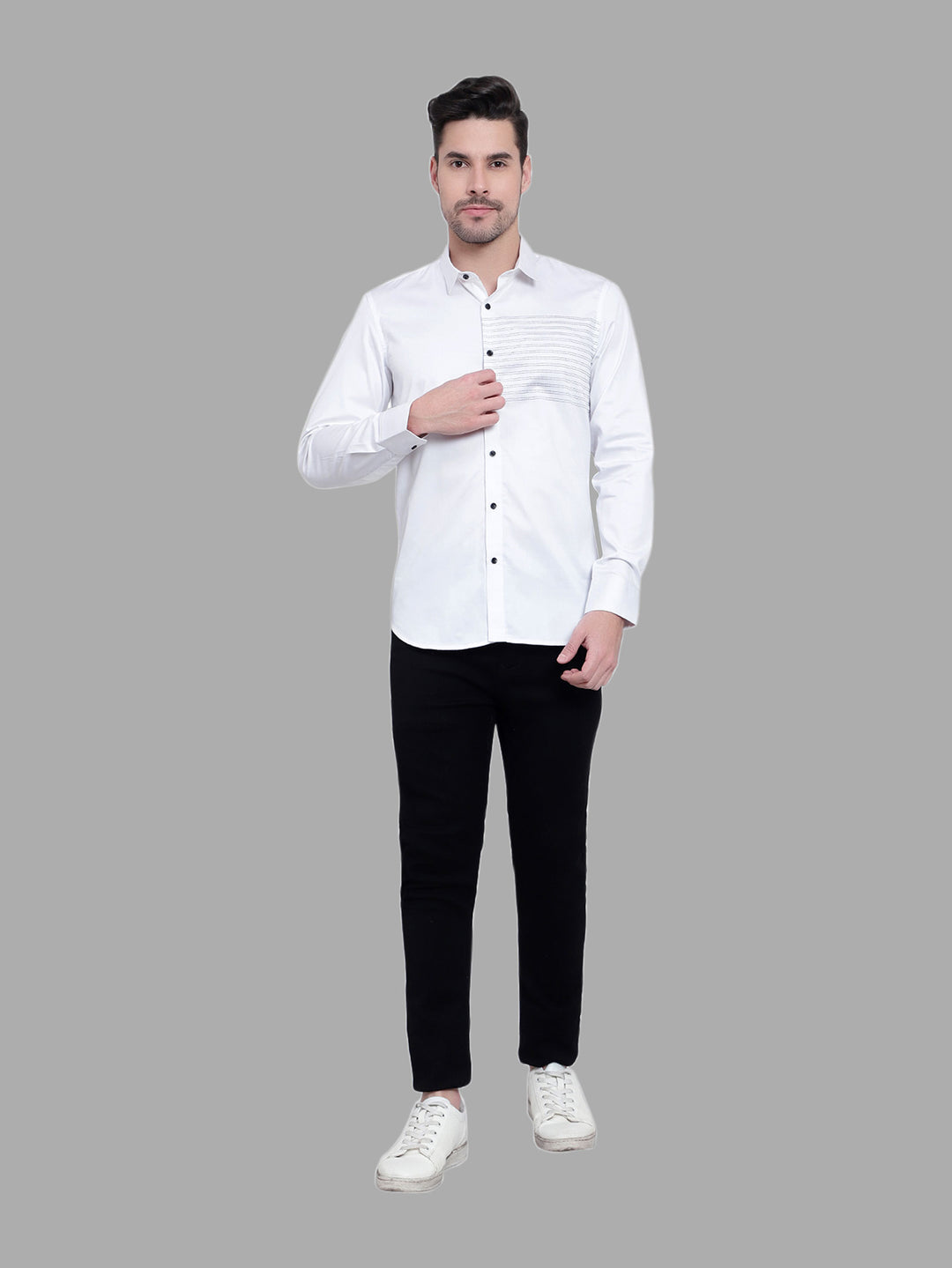 Black Striped White Super Designer Cotton Shirt