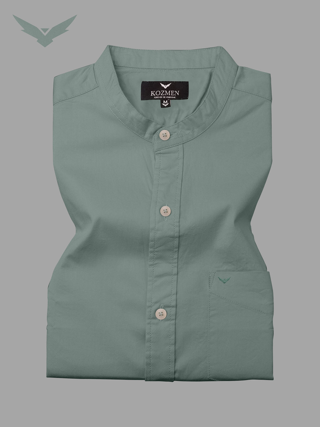 Mint Green Mandarin Collar Shirt