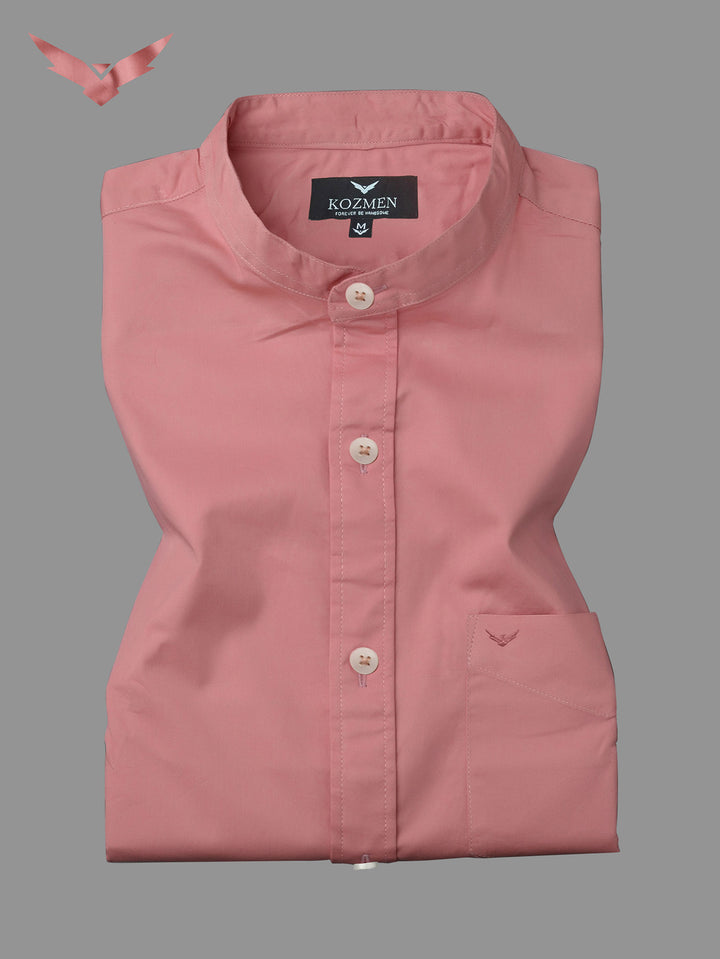 Coral Premium Super Soft Solid Cotton Mandarin Collar Shirt