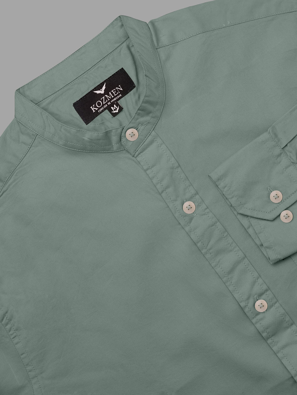 Mint Green Mandarin Collar Shirt