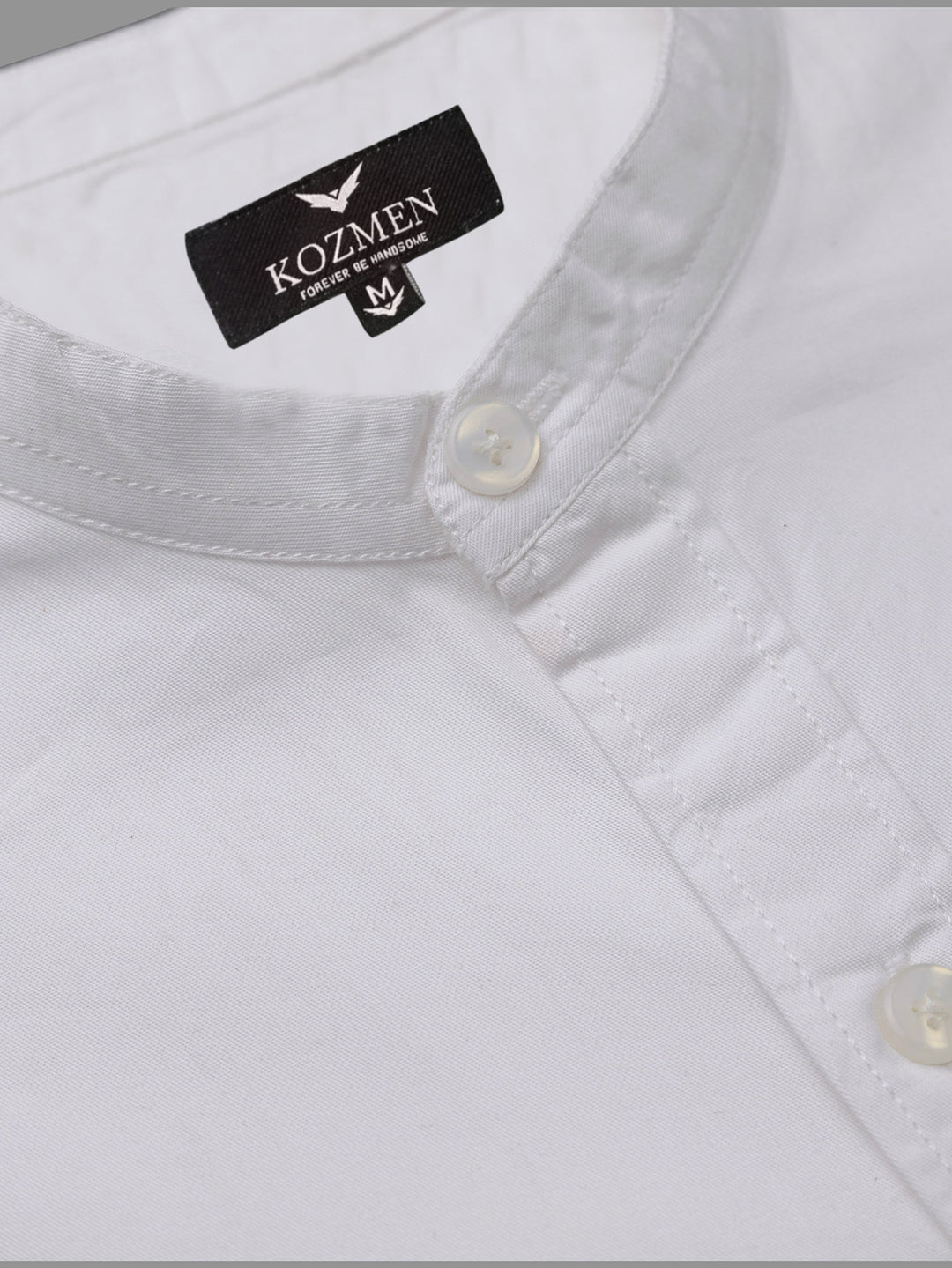White Premium Super Soft Solid Cotton Mandarin Collar Shirt