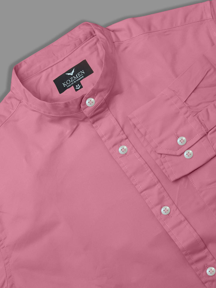 Salmon Premium Super Soft Solid Cotton Mandarin Collar Shirt