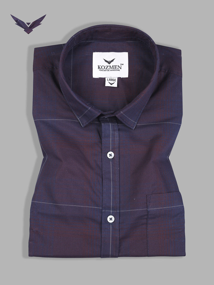 Dark Violet Cotton Checkered Shirt