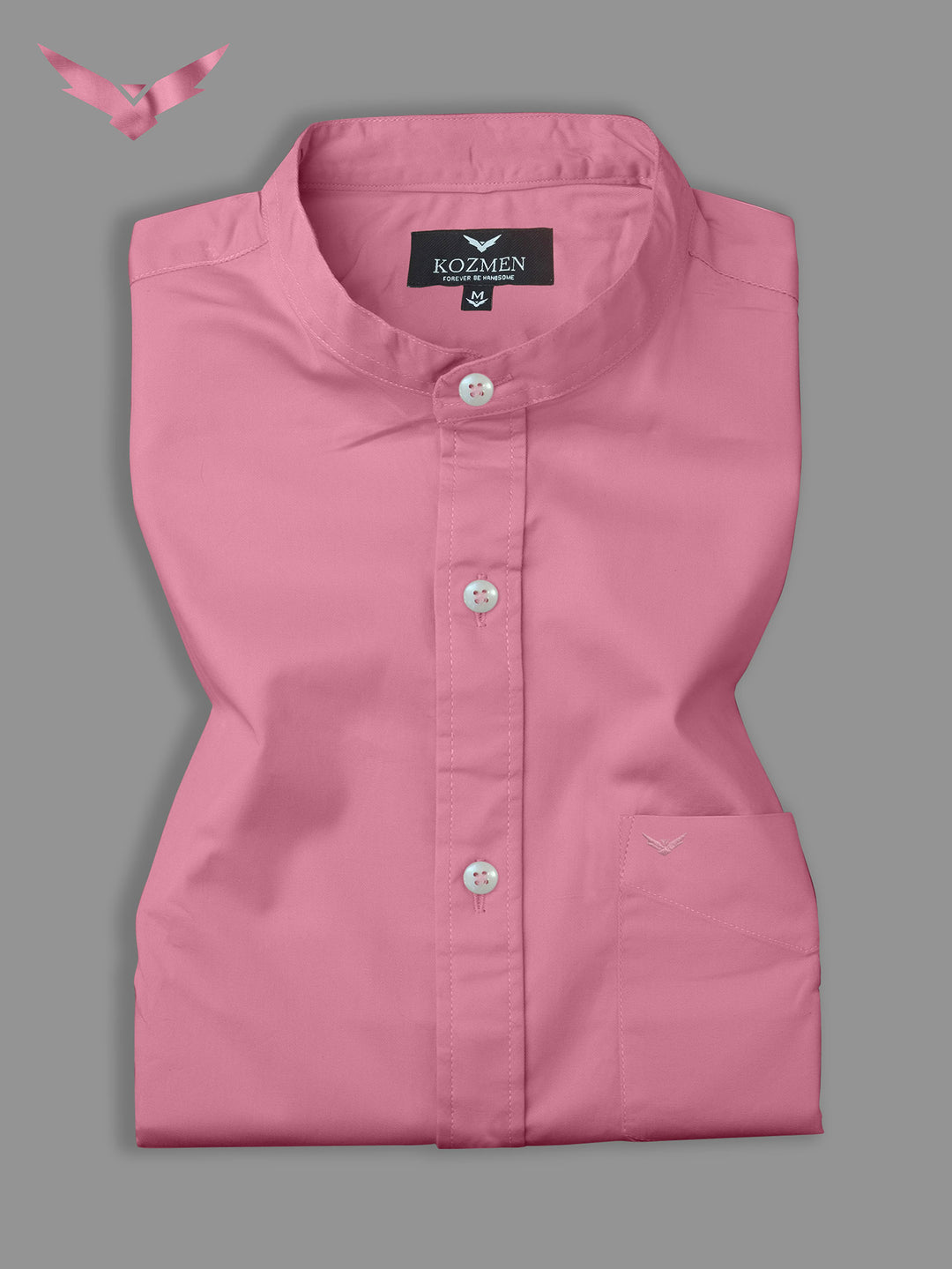 Salmon Premium Super Soft Solid Cotton Mandarin Collar Shirt