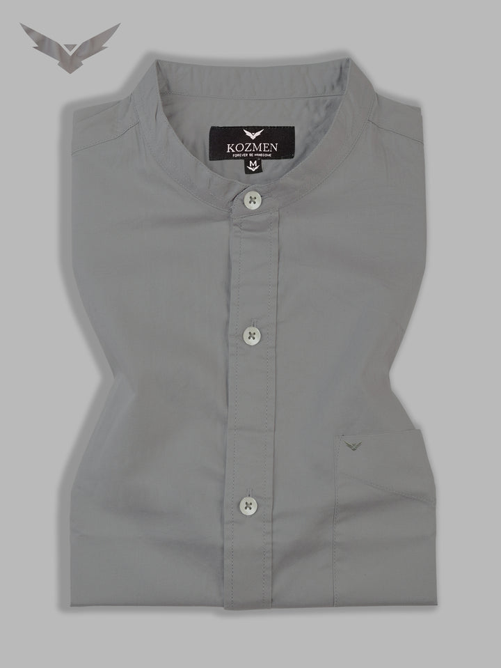 Pewter Premium Super Soft Solid Cotton Mandarin Collar Shirt
