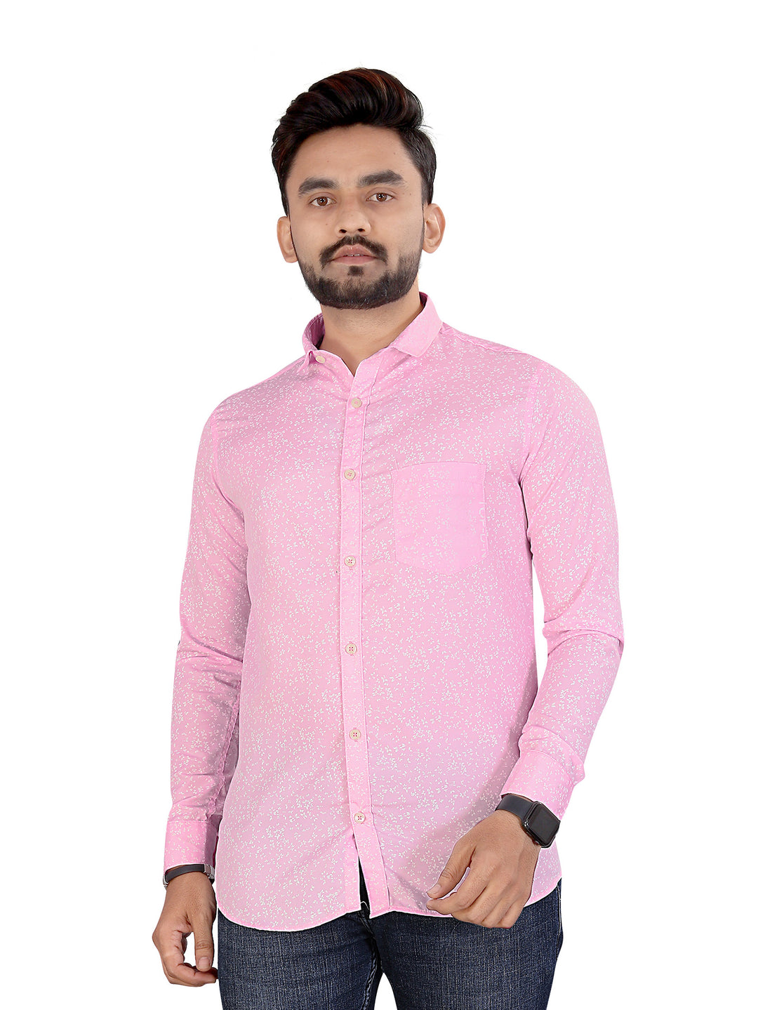 Pink Micro Floral Printed Shirt