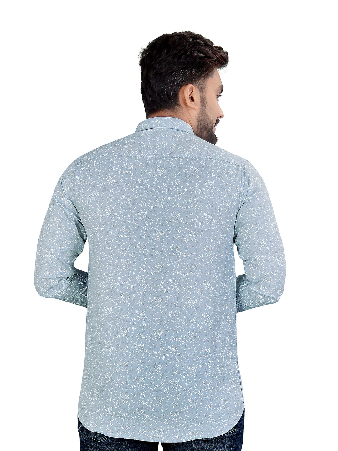 Grey Micro Floral Printed Shirt