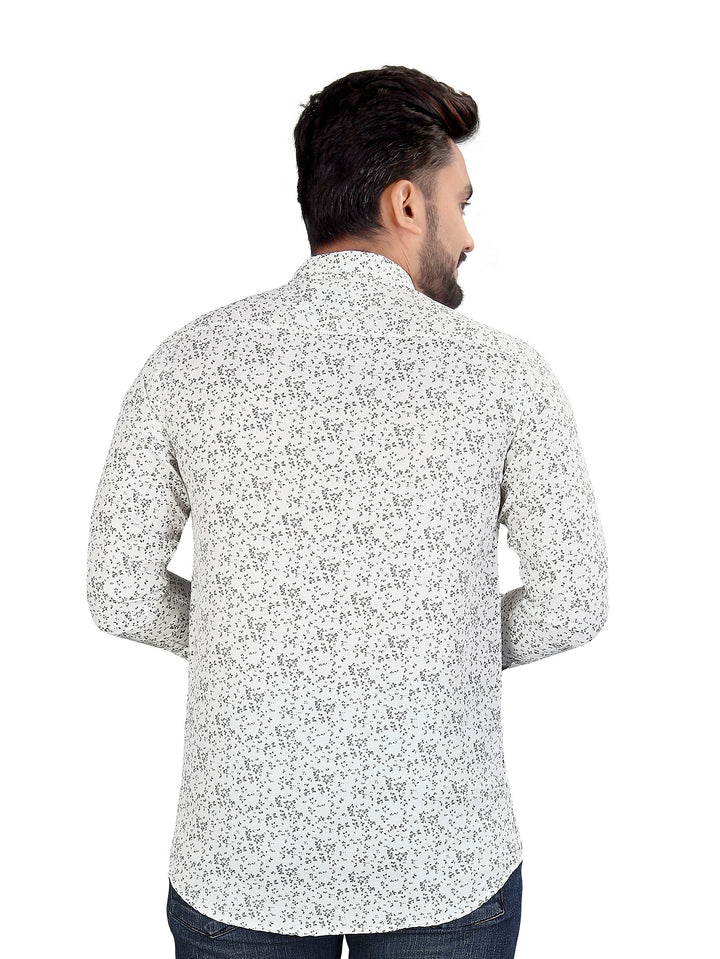 White Micro Floral Printed Shirt