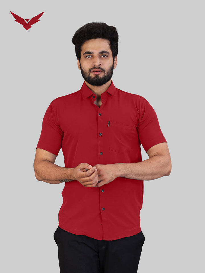 Red Expandable Short Sleeve Shirt