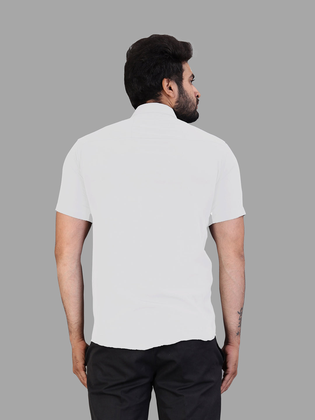 White Expandable Short Sleeve Shirt