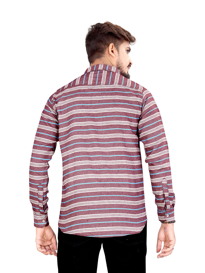 Dark Mauve Horizontal Multitrack Striped Shirt